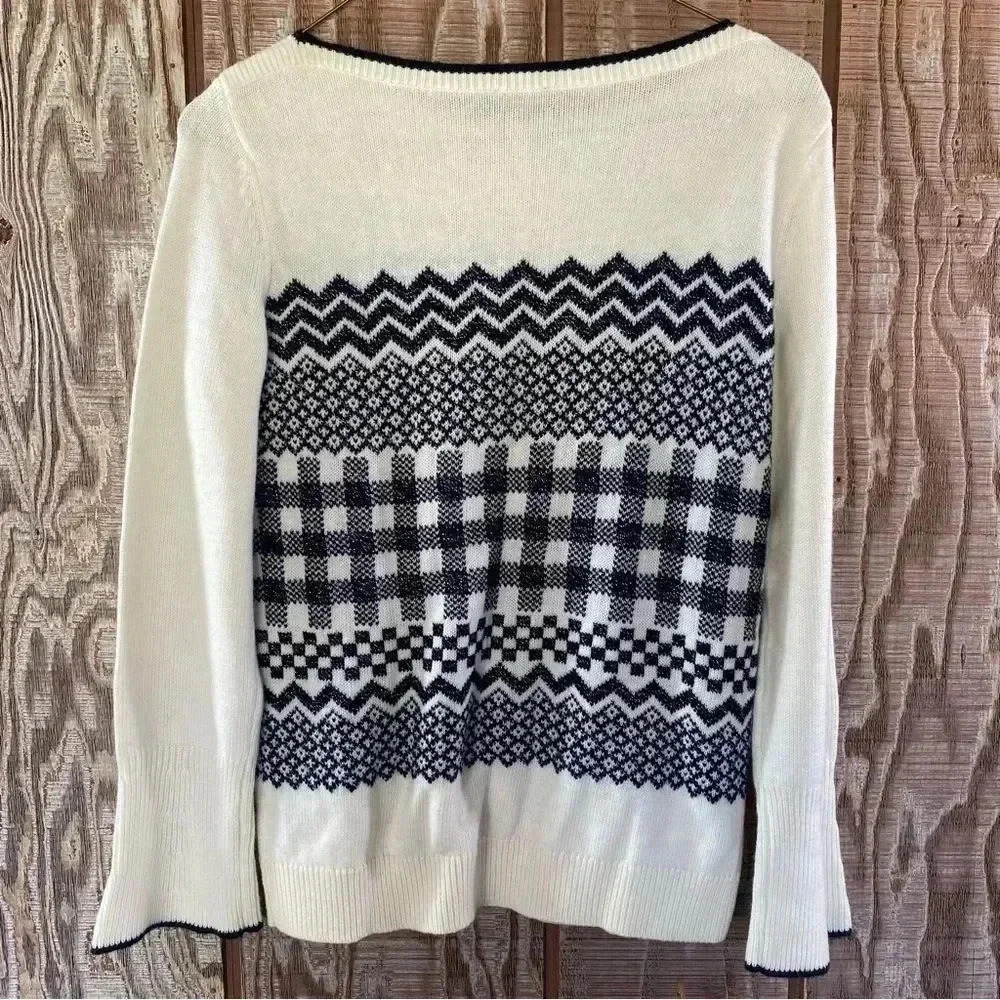 Talbotsblack & White Patterned Petites Sweater Si… - image 4
